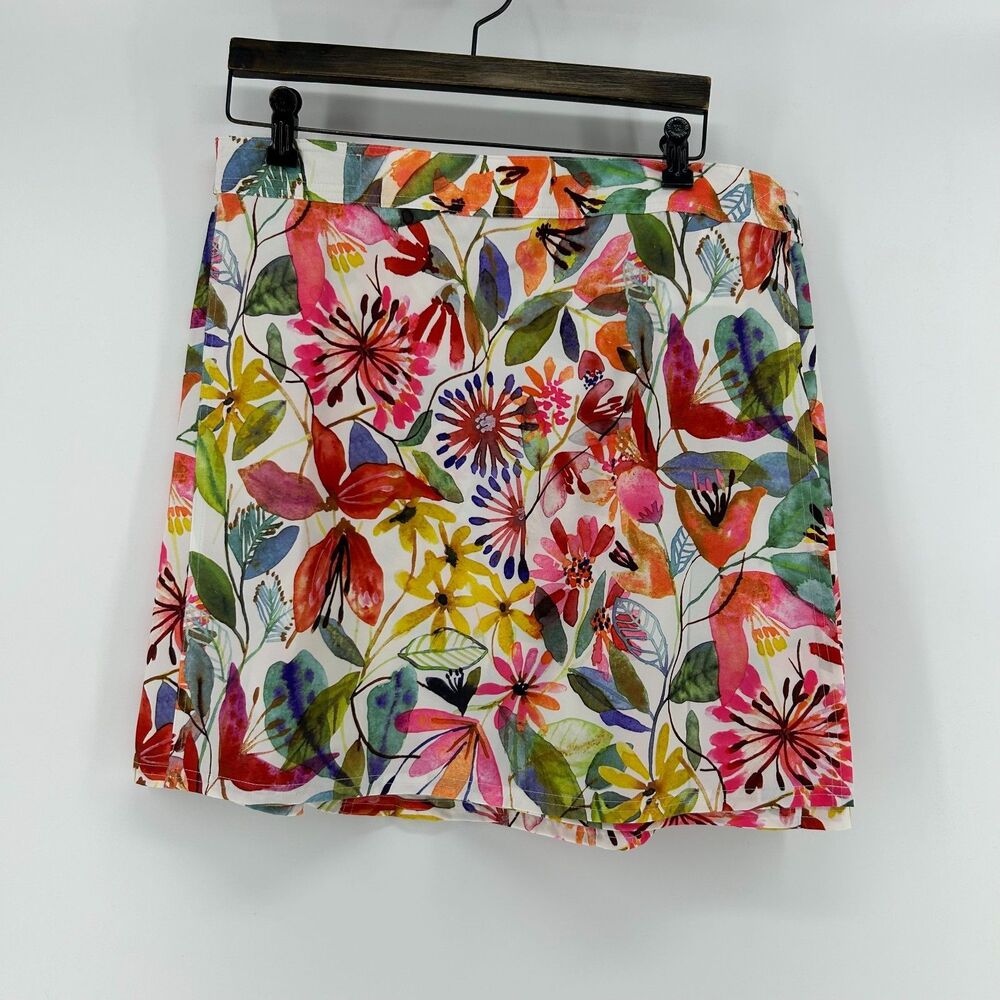 RipSkirt Hawaii Length 1 Wrap Skirt Women's XL Wildflower Watercolor White Skirt